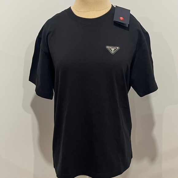 Prada Black Cotton T-Shirt NEW WITH TAGS Womens Large or Mens Small - Picture 3 of 13